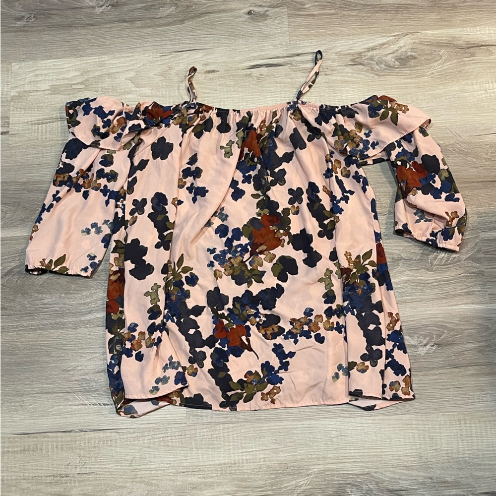 Gimmicks off the shoulder floral blouse women's size large - Picture 2 of 4